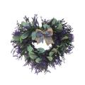 Heart Wreath Artificial Lavender Wreath Valentines Day Door Wreath for Front Door Wall Home Wedding Decoration. 