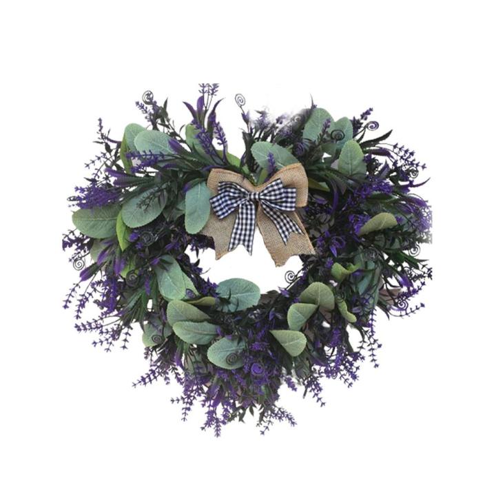 Heart Wreath Artificial Lavender Wreath Valentines Day Door Wreath for Front Door Wall Home Wedding Decoration