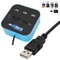 Smart Mini USB HUB All in 1 Combo 3 Ports USB 2.0 Splitter Adapter TF SD SDHC M2 MS MMC Slot Card Reader for PC Laptop Desktop. 