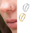 Piercing 1 PIECE 8mm Seamless TWO ROW Hinged Segment Double Ring Clicker Long Helix Nose Ring Body Jewelry. 