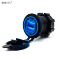 Car Power Socket Splitter Waterproof 5V 4.2A Dual USB Car Charger with Circle Blue LED Light Power Indicator for 12V 24V Vehicles. 