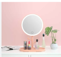 LED Makeup Mirror Desktop Rotating Mirror Round Shape Cosmetic Mirrors Adjustable Touch Dimmer Vanity Mirror- White/Pink. 