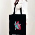 Medicine Health Heart Brain Doctor Nurse Medical Cross Floral Stethoscope Men Women Shoulder Canvas Totes Bags Shopping Handbags. 
