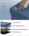 Blue Storage Ottoman, Padded Foldable Bench, Chest with Lid, 40L Capacity,Fabric Storage Box & Sofa with Cloth Organizer Cubes Organizer with  Holds up to 300 Kg For Bedroom, Hallway, Living Room, Dark Grey. 
