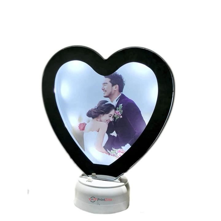 Heart shape Magic Mirror Photo Frame with LED light | a unique gift for happy birthday , wedding anniversary , bridal shower, baby shower etc