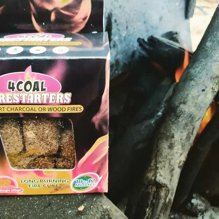 Fire Starter - Pack of 20 Charcoal Fire Starters for Campfires, Chimney, Grill Pit, Fireplace, BBQ & Smoker - Water Resistant and Odorless