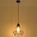 Diamond Shape Hanging Light - Geometrical Metal Hanging Lamp - Retro Style Indoor Lights for Home, Office, Cafe. 