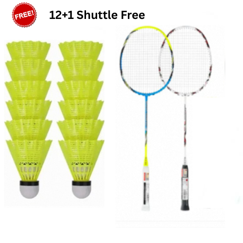 Fast Badminton Rackets Badminton Racket Set with 12+1 Free Shuttles | Lightweight Durable ...