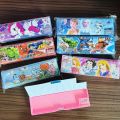 Pencil shine magnetic double layer geometry Box for girls and boys/ Geometry Box / Stationary Box Pencil Case, Pencil Box, Storage Box for School Students mickey mouse, princes, Frozen Kids with Sharpener Economical Fine Quality. 