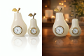 Pear-Shaped Decorative Table Clock Set – Golden Leaf Design. 