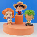14 Styles Anime One Piece Zoro Luffy Sanji Sitting Figure Toys Robin Nami Brook Chopper 8.5CM PVC Q Version Car Decoration Edit Model. 