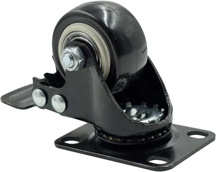 2.5%20inch%20Swivel%20Caster%20Wheels,Rubber%20Base%20with%20Brake%20&%20Top%20Plate%20&%20Bearing%20Heavy%20Duty,%20Total%20Capacity%20600lbs%20(Pack%20of%204)%20-%20Image%202