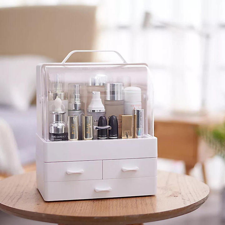 [Ready Stock] Cosmetic Makeup Organizer Display Table Storage Box with Drawers Lipsticks Holder Desktop Sundry Storage Case Cosmetic Drawer By MZ Traders