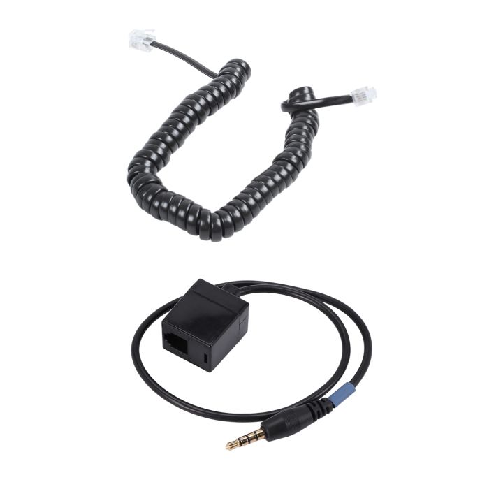 QUANBU Black RJ9 Telephone Phone Modem Coil Cable & 3.5mm Male Jack to RJ9 4P4C Female Adapter Converter Extension Cable