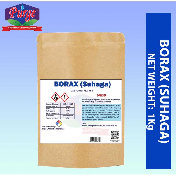 Purge Borax Powder 1Kg - Suhaga - Laundry Boaster - Stain Remover - Multipurpose Cleaner - Sodium tetraborate decahydrate - Insecticide - Anti Mold - Anti Fungal - Made in Turkey - 1000g
