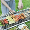 BBQ Skewers Sticks Stainless Steel with Wood Handle for Roast Barbecue Cooking Tool - Pack of 12. 