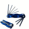 6 Pcs Pocket Allen Key | Folding Hex Wrench Set | Portable Hexagonal Screwdriver Allen Keys with Car Keychain | Metal Metric Hand Tool for Repair. 