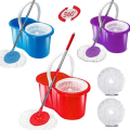 Spin Mop Bucket System, 360 Spin Mop & Bucket Floor Cleaning Stainless Steel Mop Bucket with 2 Microfiber Replacement Head Refills. 
