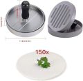 MEGON Burger Press + 150pcs Non-Stick Wax Discs | Handmade Aluminium Patty Maker Quarter Pounder for Making Perfect Hamburger Patties Shop Easy. 