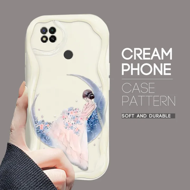 YYDS%20for%20Redmi%209C%2010A%20Back%20Cover%20Moon%20Girl%20Case%20Cream%20Texture%20Wavy%20Edge%20Soft%20Silicone%20Mobile%20Cover%20-%20Image%202