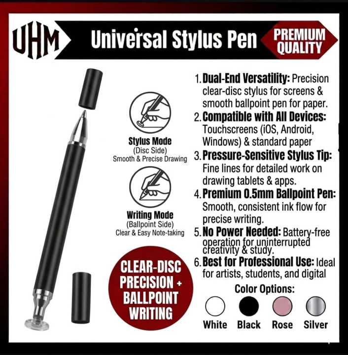 2 In 1 Stylish Universal Practical Dual-use Capacitive Tablet Stylus Pen Exquisite Double-headed Silicone Disc Drawing Tablet Phone Capacitor Pen|Best 2In1 Stylus Pen For Mobile Phone Tablet Drawing Pencil Universal Touch Screen Penf or Andrid,all devices