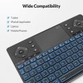 Rii K16+ Bluetooth Keyboard with Touchpad, Rechargeable Wireless Keyboard with RGB Backlit, Multimedia Keyboard for Tablet, iPad, PC, HTPC, Smart TV, Projector, Android TV, Laptop, UK Layout. 