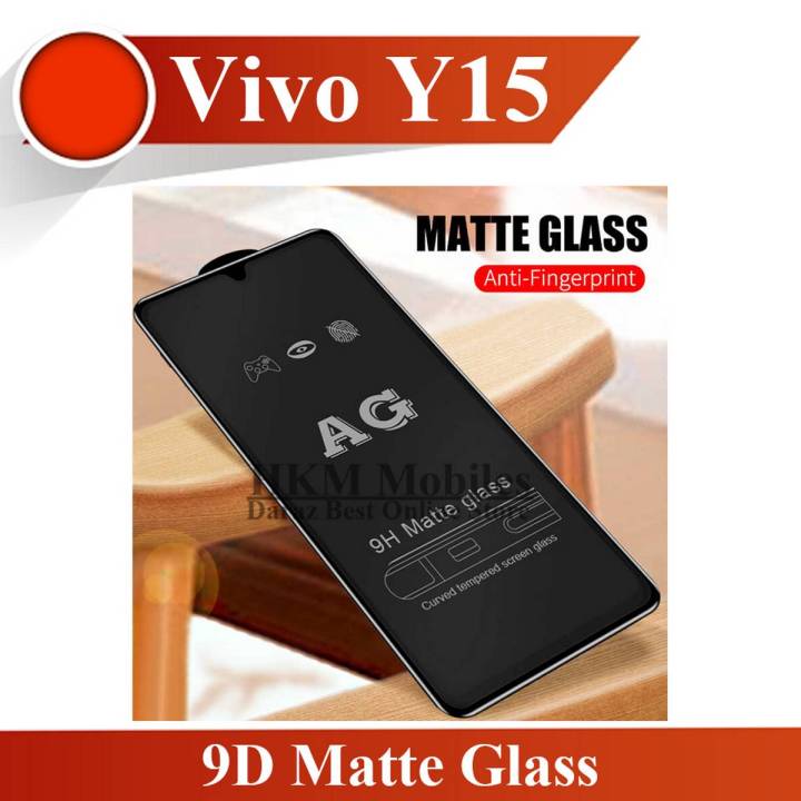 Vivo Y15 9D Matte Glass Protector, Full Edge To Edge Black Screen Protector For Vivo Y15