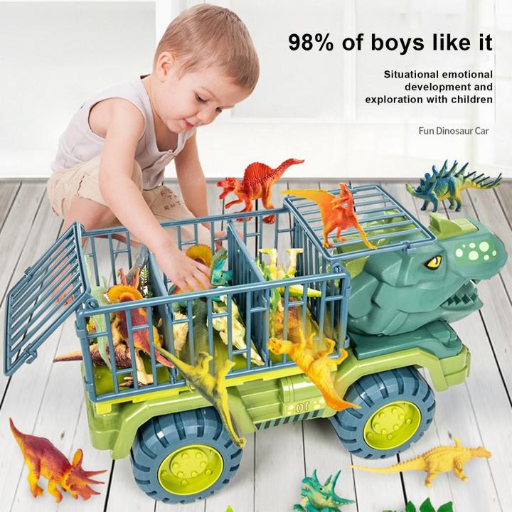 1pc Large Size Dinosaur Truck Toy For Boys, With Dinosaur Animal Model & Truck Game