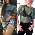 Hot Fashion Women Mesh Sheer See-through Long Sleeve Crop Top T Shirt Blouse - Stylish and Fashionable Mesh Sheer Women's Crop Top. 
