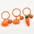Small Size Carrot Keychain Decorative Cute PVC Gardener Keyring Shovel Keychain for Gardeners Key Decoration Promotional Item. 