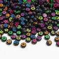 Pack of 25 / 50 / 100 / 150 / 200 / 250 / 300 Pieces | 7mm Mixed Black Colored Round Moon Star Heart Flower Outlined Beads | Used in DIY Jewelry Accessories & Projects. 