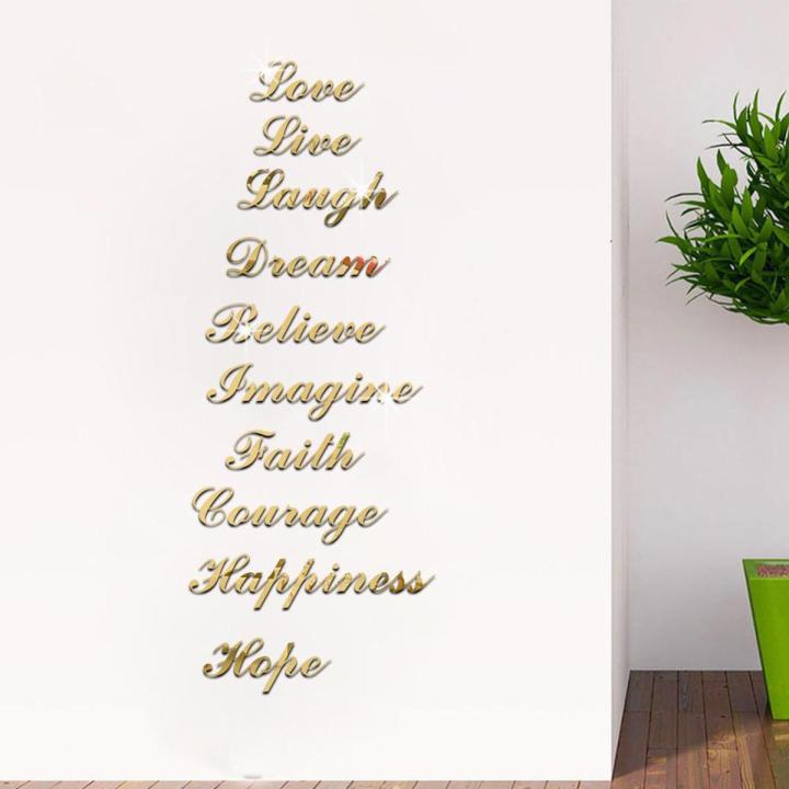 【DM bag factory Store】Wall Stickers Decals Silver Mirror Effect Word Art Stair Decals Home Decor