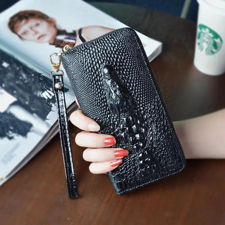 【beauty code】Mobile Phone Card Holder Embossed Leather Python Pouch With Lanyardr Phone Bag Ladies wallet