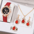 5pcs Women Butterfly Watch Necklace Set Elegant Luxury Quartz Watch Fashion Casual Wristwatch for Girl Ladies. 