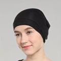 Simple Black Hijab Cap - Plain Black Hijab Cap for Girls, Black Colour Caps. 
