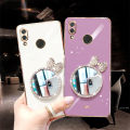 LECOMES for Huawei Nova 3i Back Cover with Bowknot Makeup Mirror Luxury 6D Plating Shiny Phone Case Soft Silicone Square Mobile Cases Pouch for Girls Boys. 