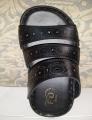 Black Synthetic Leather Slippers For Men. 