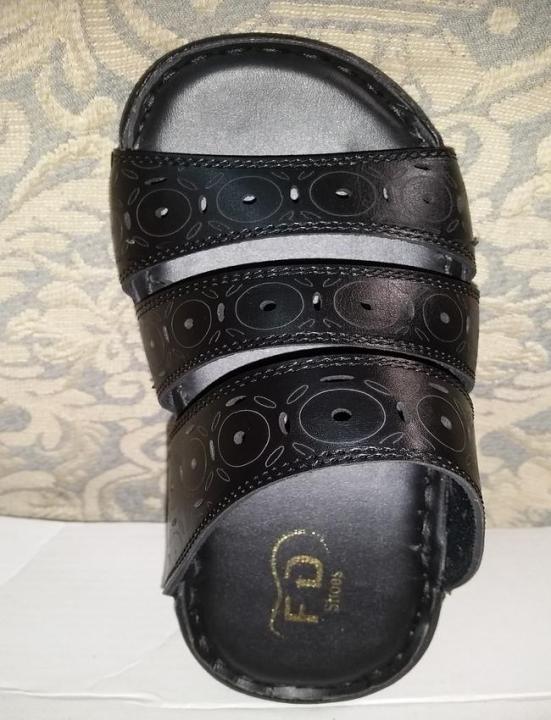 Black Synthetic Leather Slippers For Men