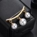 Pearl Fixed Strap Charm Safety Pin Brooch Sweater Cardigan Clip Chain Brooches Jewelry for Women. 