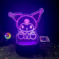 【HOT】 3D Night Light Kuromi Sanrio Anime Character 7/16 Color Band Remote Control LED Night Light Bed Room Decoration Birthday Gift. 