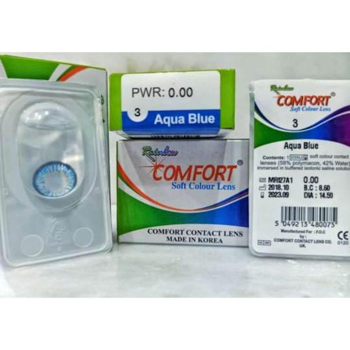 COMFORT Soft Colour Lens Multi Color Eye Lenses Soft Eye Lenses with Free Water and KIT Aqua Blue - Green - Sky Blue - Violet - Hazel