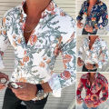 Green Home Men Shirt Sunflower Floral Print Single-breasted Men Shirt. 