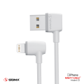 Sigma Lightning (Iphone) Auto Disconnect Fast Charging + Data Cable (Nylon - L Shape - 90 Degree - Elbow - For Gaming And Use While Charging Comfortable Cable) For Lightning supported all Devices - Ninety Cable - C1 - Lightning. 