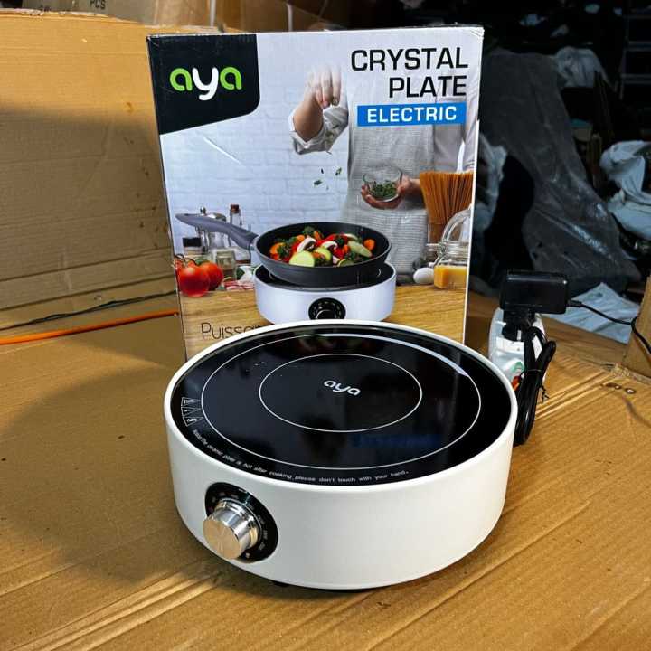 AYA Crystal 2000 Watt Infrared Universal Hot Plate Home Multifunction Circular Electric Ceramic Stove, Temperature Controls, Power Indicator Light, Easy to Clean, Healthy & Environment Friendly Energy-Efficient Portable Ideal for Simultaneous Cooking, |