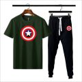 Yellow & black marvel of captain america printed 2 pc summer tracksuit premium quality for men. 