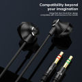 3.5mm Audio Microphone Dual Plug Wired Headphones 3m/2m In Ear Headset Wired Earphones Desktop Computer PC Bass Stereo Earbuds. 