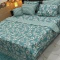 Doube 7 piece comforter set 4 pillows 1 cushion cover 1 king size bedsheet 1 king size quilted comforter Salonika cotton stuff. 