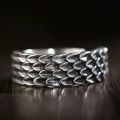 Retro Dragon Scale Ring Men Jewelry Fashion Personality Cool Style Index Ring 925 Sterling Silver Male Party Accessories Open. 