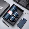 Double-Layer Stainless Steel Vacuum Cup Set,500ml Vacuum Insulated Water Bottle Flask Set with 3 Cups Hot & Cold  Tea, Coffee, Water Bottle Outdoor Travel. 