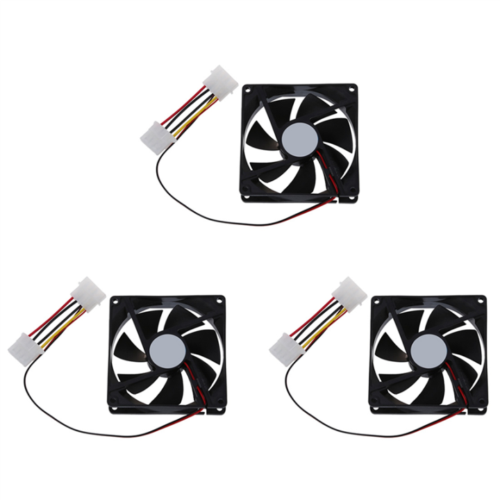 3X DC 12V 4 Pin Black Plastic PC Cooling Fan 90mm x 90mm x 25mm